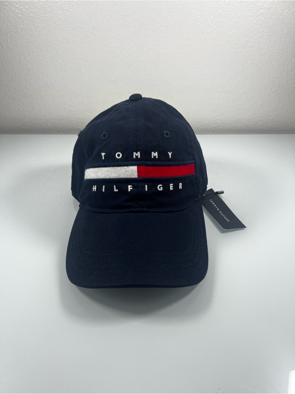 Tommy Hilfiger Navy Blue Adjustable dad Hat, Y2K Retro Cap Embroidered Logo Hat